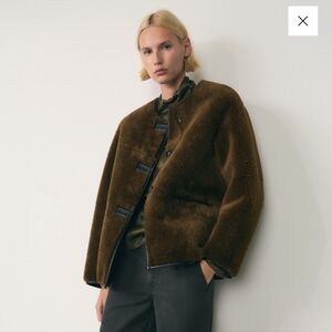 Mango Faux Fur Coat Khaki